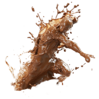 Dynamic Chocolate Splash with a Man on Transparent Background png