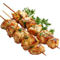 Chicken skewers with parsley on a black background png
