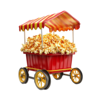 Popcorn Cart with Red and White Canopy for Carnival On Transparent Background png