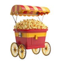 Classic Popcorn Cart with Red and White Canopy On Transparent Background png