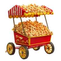Popcorn Cart with a Red and White Striped Canopy On Transparent Background png