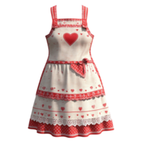 Red and White Apron with Hearts on Transparent Background png