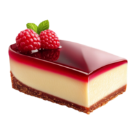 Fresh cheesecake topped with raspberries on transparent background png