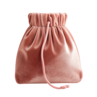A pink velvet drawstring bag with a drawstring png