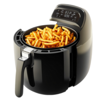 An air fryer with fries in it transparent png