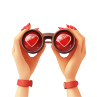 Love-Focused Binoculars on Transparent Background png