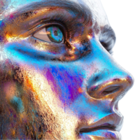 A close up of a man's face with a shiny face png