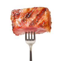 A Piece of Meat on a Fork with Transparent Background png