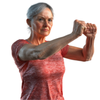 Empowered Older Woman with a Fist in the Air On Transparent Background png