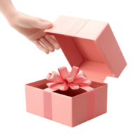 A pink gift box with a bow on transparent background png