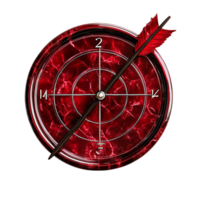 A red dart and arrow in a target on transparent background png