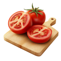 Fresh Tomatoes on a Wooden Cutting Board on Transparent Background png
