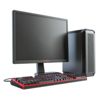 A computer with a keyboard and monitor png