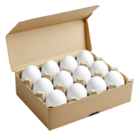 Fresh Eggs in a Cardboard Box On Transparent Background png