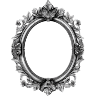 Decorative Frame in Black and White with Elegant Details on Transparent Background png