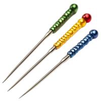 Set of Three Different Colored Needles on Transparent Background png