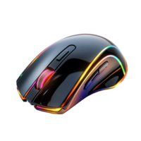 A Modern Computer Mouse with Colorful Lights On Transparent Background png