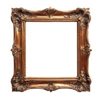 Elegant Golden Frame with Decorative Elements on Transparent Background png