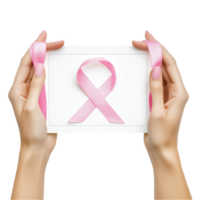 Red Ribbon Framed by Woman's Hands on Transparent Background png