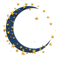 Glowing Crescent Moon with Stars, On Transparent Background png