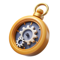3D Rendered Clock with Gears png