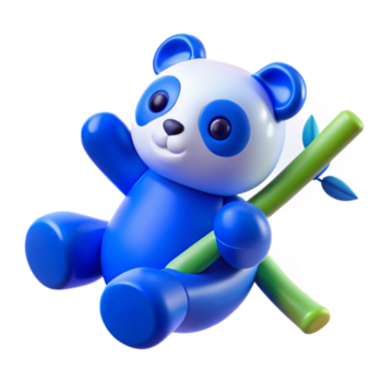 söt blå panda 3d framställa png