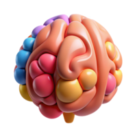Abstract Colorful Brain 3D Render png