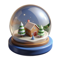 3D Rendered Snow Globe with House and Trees png