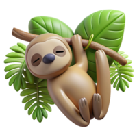 3D Sloth Hanging On Branch png