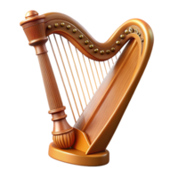 Golden Harp with Strings and Details png