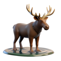 3D Moose with Crown on Water png