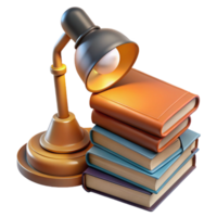 Stack of Books with Lamp png