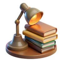 Desk Lamp and Stack of Books 3D Render png