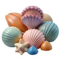 Sea Shells 3D Render Abstract Background png