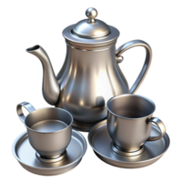 3D Render of Teapot and Cups png