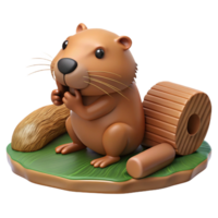 Cute 3D Cartoon Squirrel with Log png
