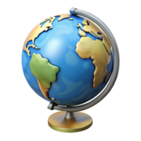3D Globe Model with Continents png