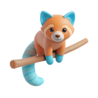 Cute 3D Render of a Red Panda on a Branch png