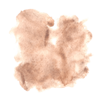 Watercolor stain of spilled coffee. Hand drawn illustration of mocha mousse splash. Abstract brown background of mixing paints. Pastel blobs of ink. Texture of burnt paper. Clipart for card, sticker. png