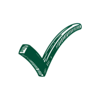 A bold, dark green check mark is depicted on a plain white background, conveying a sense of approval or completion. png