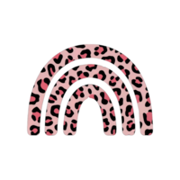 A stylized rainbow with three arches features a leopard print pattern png