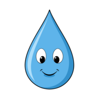 A cheerful blue water droplet with a smiling face png