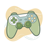 A stylized depiction of a game controller showcases a mix of soft green and beige hues png