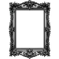 An ornate, antique-style frame with intricate floral and scrollwork embellishments on a metallic surface creates an elegant border png