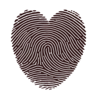 A heart shape is formed by a series of fingerprint lines, creating an intricate pattern. png