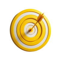 A yellow and white target is shown with an arrow perfectly hitting the center png