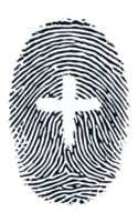A fingerprint pattern is prominently displayed with a cross shape uniquely integrated cutouts png