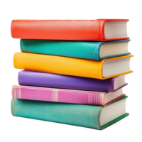 New colorful stack books isolate on transparent background png