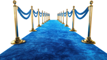 Blue carpet with golden Stanchions isolate on transparent background png