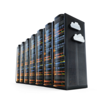 server rack with cloud on top, isolated on transparent background png